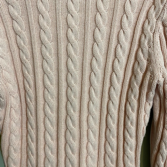 EUC LAUREN RALPH LAUREN CREAM/BLUSH CABLE KNOT SWEATER SIZE LARGE - Picture 5 of 12